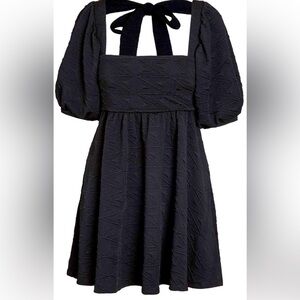 Free People Violet Black Puff Sleeve Dress XS